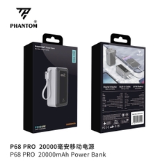 Sạc dự phòng 100W PHANTOM P68 Pro 20000mAh - Lõi Li-ion 21700, Cáp và cổng TypeC PD 100W & USB QC 3.0 22.5W
