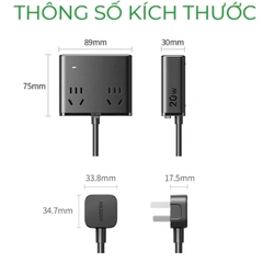 Trạm Sạc UGREEN S6 Magic Cube 8-in-1 20W 65W – 4 Ổ AC, Sạc Nhanh PD/PPS