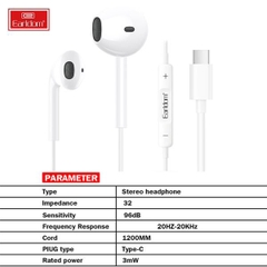 Tai Nghe Có Dây Chân Type C Earldom E19 Chính Hãng Bảo Hành 1 Năm