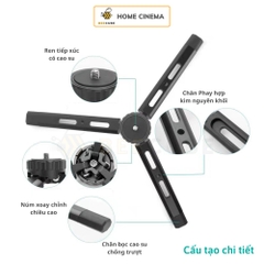Tripod mini hợp kim nguyên khối CNC gấp gọn thông minh đầu chuyển 1/4 inch tải 5kg Webcam, Camera, DSLR, Máy chiếu
