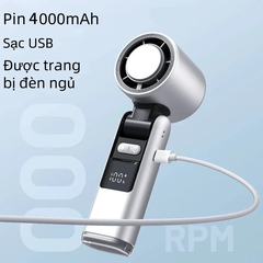 Quạt Cầm Tay Sò Lạnh K801 4000mAh – Quạt Mini Làm Mát Nhanh, 200 Mức Gió, Có LED