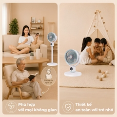 Quạt Tích Điện MILUXURY F188 Pin 8000mAh 5 Cấp Độ Gió, Đối Lưu 180° Tích Hợp Đèn Ngủ
