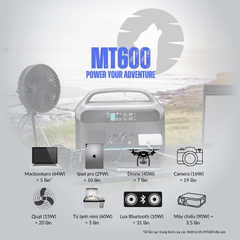 Trạm Sạc 220V Mentech MT600 600W, Dung Lượng 307.2Wh, 2 Cổng C 100W & 60W