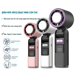 Quạt Cầm Tay Sò Lạnh K801 4000mAh – Quạt Mini Làm Mát Nhanh, 200 Mức Gió, Có LED