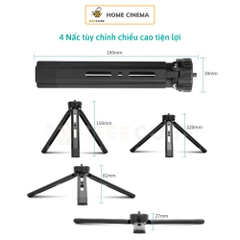 Tripod mini hợp kim nguyên khối CNC gấp gọn thông minh đầu chuyển 1/4 inch tải 5kg Webcam, Camera, DSLR, Máy chiếu