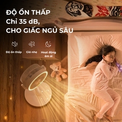 Quạt Tích Điện MILUXURY F188 Pin 8000mAh 5 Cấp Độ Gió, Đối Lưu 180° Tích Hợp Đèn Ngủ