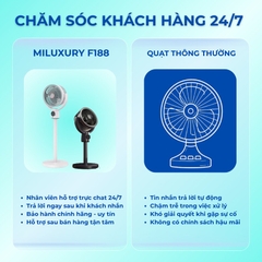Quạt Tích Điện MILUXURY F188 Pin 8000mAh 5 Cấp Độ Gió, Đối Lưu 180° Tích Hợp Đèn Ngủ