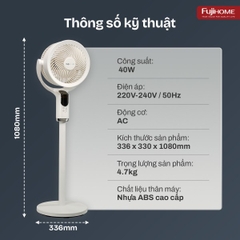 Quạt Tuần Hoàn Không Khí FujiHome CFR04 Voice – Điều Khiển Giọng Nói, Gió 3D, Động Cơ DC Êm Tiết Kiệm Điện
