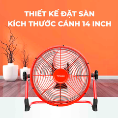 Quạt Sạc Tích Điện Tiross TS9179 14 Inch – Gió Mạnh, Motor DC Không Chổi Than