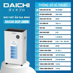 Máy Hút Ẩm Daichi DCP-30DH 30L, Lọc Không Khí, Sấy Quần Áo