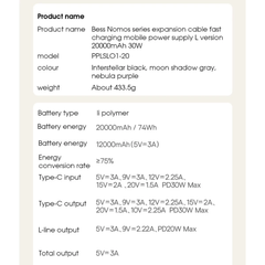 Sạc Dự Phòng Baseus Bess Nomos 30W 20000mAh Tích Hợp Dây, Sạc Nhanh PD QC