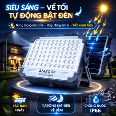 Đèn Năng Lượng Mặt Trời Asako KT01416 280 LED Pin 4500mAh Chống Nước IP66