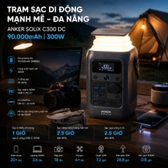 Trạm Sạc Di Động Anker SOLIX C300 DC 288Wh 300W 90.000mAh – Pin LiFePO4, PD 3.1 140W, Bluetooth & WiFi