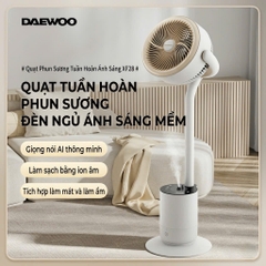 Quạt Tuần Hoàn Không Khí Daewoo AI Điều Khiển Giọng Nói 12 Cấp Gió Kiêm Đèn Ngủ