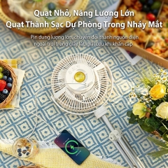Quạt Tích Điện Chống Muỗi Uringo 10000mAh Đèn LED Sạc Type-C