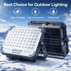 Đèn Năng Lượng Mặt Trời Asako KT01416 280 LED Pin 4500mAh Chống Nước IP66