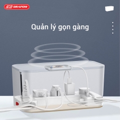 Ổ điện cao cấp Drapow SK26 5 ổ cắm 2500W, 1 cổng sạc Type C 20W, 1 cổng sạc QC 18W, 1 cổng USB-A 12W + sạc không dây