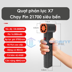 Quạt Phản Lực Super Turbo X7 Áp Lực Gió 570Gram - Pin khủng 16.000mAh - Máy thổi cầm tay mini công suất cao