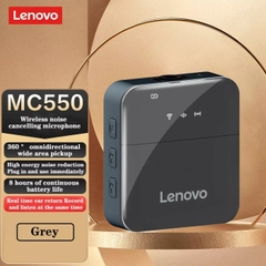 Micro không dây âm thanh nổi Lenovo MC550 dùng để ghi hình DSLR, IOS, Android, PC, phát trực tiếp, phỏng vấn, Mini Mic 300 mAh