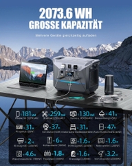 Trạm điện di động DaranEner NEO2000 - 2073,6Wh, Công suất 2000W, Sạc đầy 1,8 giờ