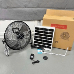 Quạt Tích Điện Năng Lượng Mặt Trời Leamorn – Pin Lớn, Gió Mạnh, Kèm Panel NLMT, Dùng Khi Mất Điện