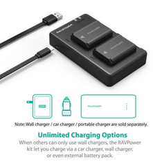 Bộ pin đôi và sạc RAVPower FW-50