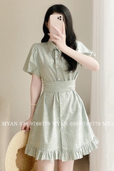 Đầm xòe cổ sơ mi cột nơ eo màu đỏ  Đầm xòe đẹp
