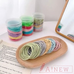 Set hộp 100 thun cột tóc nhiều màu