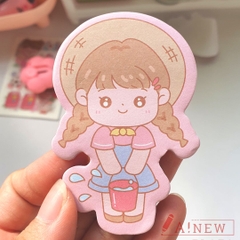 Bộ 10 miếng dán sticker, dao rọc giấy mini và giấy note hình em bé dễ thương