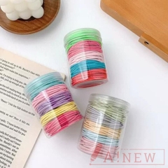 Set hộp 100 thun cột tóc nhiều màu