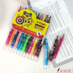 Bút sáp văn 12/ 24 màu Artmate/ Bút sáp màu Artmate / bút màu / Màu Poboo/ Bút sáp vặn-Twist Crayon