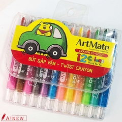 Bút sáp văn 12/ 24 màu Artmate/ Bút sáp màu Artmate / bút màu / Màu Poboo/ Bút sáp vặn-Twist Crayon