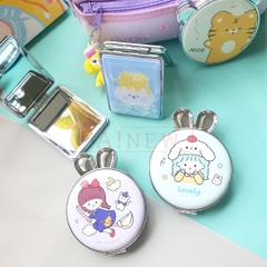 Gương cầm tay mini dễ thương / Gương bỏ túi có tai thỏ