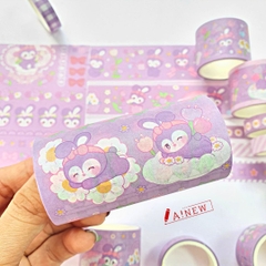 Set 6 Cuộn Băng Dính Washi Tape Thỏ Tím Đeo Nơ / Băng keo giấy Nhật Bản / GB 21027-2020 / Mã số 920911