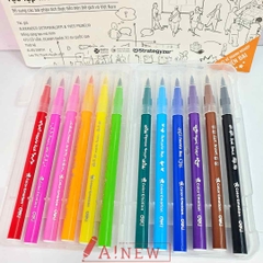 Bộ bút lông dạ 12 màu - Bút màu đầu Brush - Felt Pen Deli C1030 04 / Mã 309570
