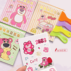 SỔ STICKER GẤU DÂU 24 TRANG / GẤU DÂU / TẶNG KÈM DỤNG CỤ DÁN STICKER / MÃ SỐ 346660