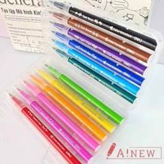 Bộ bút lông dạ 12 màu - Bút màu đầu Brush - Felt Pen Deli C1030 04 / Mã 309570
