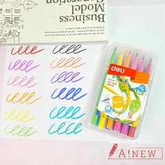 Bộ bút lông dạ 12 màu - Bút màu đầu Brush - Felt Pen Deli C1030 04 / Mã 309570
