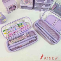 Hộp bút chống nước Lubbie Thỏ tím đeo nơ - Hộp đựng bút cao cấp
