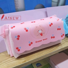 Hộp đựng bút 2 ngăn màu tím loại to tặng kèm ổ khoá mini