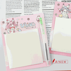 GIẤY NOTE TRONG SUỐT TẶNG KÈM BÚT BI MỰC ĐEN MINI / GIẤY NOTE TRONG / GIẤY NOTE / GIẤY GHI CHÚ / MÃ SỐ 111086