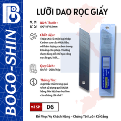 Lưỡi Dao Rọc Giấy & Lưỡi Dao Rọc Giấy Cao Cấp 100x18x0.5mm Bogo-Shin