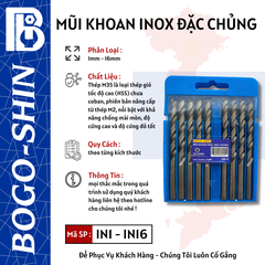 Mũi Khoan Inox Đặc Chủng (S) BOGO - SHIN 1mm - 16mm