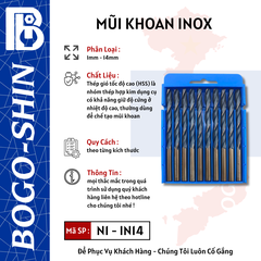 Mũi Khoan Inox BOGO-SHIN 1MM - 14MM