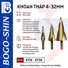 Mũi Khoan Tháp Lẻ Xoắn BOGO-SHIN 4-12mm, 4-20mm, 4-32mm
