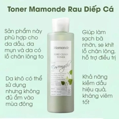 Toner Mamonde Rau Diếp Cá, Hoa Hồng 250ML - Nước hoa hồng Mamonde Rau Diếp Cá, Hoa Hồng 250ML