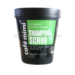 Cafe Mimi Dầu Gội Tẩy Tế Bào Chết Da Đầu Super Volume & Cleansing Shampoo Scrub xanh lá 330g