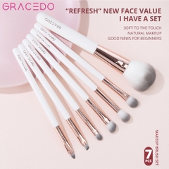 GRACEDO 7 Cọ Trang Điểm Chuyên Nghiệp Màu Trắng Hồng Vàng Bạch Kim