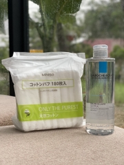 Combo tẩy trang La Roche-Posay 400ml + bông tẩy trang miniso 180 miếng