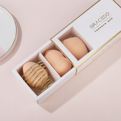 GRACEDO 3 Trứng Trang Điểm Mềm + 1 Giá Đựng Trứng Trang Điểm Bằng Kim Loại